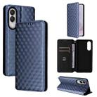 For Samsung Galaxy S25 Edge 5G Cubic Grid Texture Flip Leather Phone Case(Blue) - 1