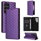 For Samsung Galaxy S24 Ultra 5G Cubic Grid Texture Flip Leather Phone Case(Purple) - 1