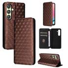For Samsung Galaxy S24+ 5G Cubic Grid Texture Flip Leather Phone Case(Brown) - 1