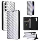 For Samsung Galaxy S24 FE 5G Cubic Grid Texture Flip Leather Phone Case(Silver) - 1
