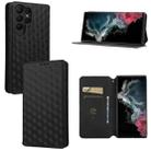 For Samsung Galaxy S23 Ultra 5G Cubic Grid Texture Flip Leather Phone Case(Black) - 1