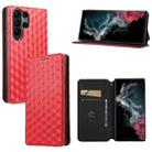 For Samsung Galaxy S23 Ultra 5G Cubic Grid Texture Flip Leather Phone Case(Red) - 1