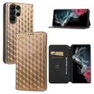 For Samsung Galaxy S23 Ultra 5G Cubic Grid Texture Flip Leather Phone Case(Brown) - 1