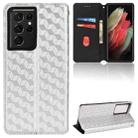 For Samsung Galaxy S21 Ultra 5G Cubic Grid Texture Flip Leather Phone Case(Silver) - 1