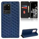 For Samsung Galaxy S20 Ultra 5G Cubic Grid Texture Flip Leather Phone Case(Blue) - 1
