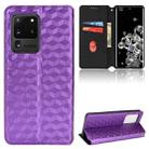 For Samsung Galaxy S20 Ultra 5G Cubic Grid Texture Flip Leather Phone Case(Purple) - 1