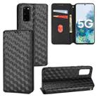For Samsung Galaxy S20 Cubic Grid Texture Flip Leather Phone Case(Black) - 1