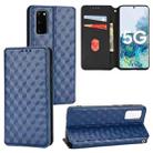 For Samsung Galaxy S20 Cubic Grid Texture Flip Leather Phone Case(Blue) - 1
