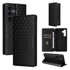 For Samsung Galaxy S25 FE 5G Cubic Grid Texture Flip Leather Phone Case(Black) - 1