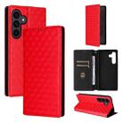 For Samsung Galaxy S25 FE 5G Cubic Grid Texture Flip Leather Phone Case(Red) - 1
