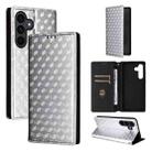 For Samsung Galaxy S25 FE 5G Cubic Grid Texture Flip Leather Phone Case(Silver) - 1