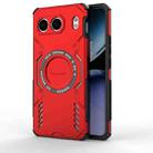 For OnePlus Nord 4 5G Global Butterfly Armor MagSafe Magnetic Ring Shockproof Phone Case(Red) - 1