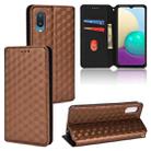 For Samsung Galaxy A02 / M02 Cubic Grid Texture Flip Leather Phone Case(Brown) - 1
