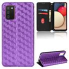 For Samsung Galaxy A02s 166.5mm Cubic Grid Texture Flip Leather Phone Case(Purple) - 1