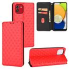 For Samsung Galaxy A03 166.5mm EU Version Cubic Grid Texture Flip Leather Phone Case(Red) - 1