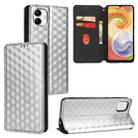 For Samsung Galaxy A04 4G / M13 5G Cubic Grid Texture Flip Leather Phone Case(Silver) - 1