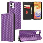 For Samsung Galaxy A04 4G / M13 5G Cubic Grid Texture Flip Leather Phone Case(Purple) - 1