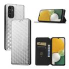 For Samsung Galaxy A14 4G / 5G Cubic Grid Texture Flip Leather Phone Case(Silver) - 1