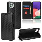 For Samsung Galaxy A22 5G Cubic Grid Texture Flip Leather Phone Case(Black) - 1
