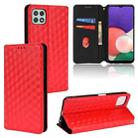 For Samsung Galaxy A22 5G Cubic Grid Texture Flip Leather Phone Case(Red) - 1
