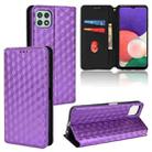 For Samsung Galaxy A22 5G Cubic Grid Texture Flip Leather Phone Case(Purple) - 1
