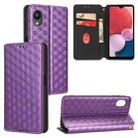 For Samsung Galaxy A23e / A23s Cubic Grid Texture Flip Leather Phone Case(Purple) - 1