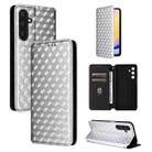 For Samsung Galaxy A25 5G Cubic Grid Texture Flip Leather Phone Case(Silver) - 1