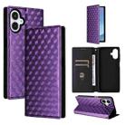 For Samsung Galaxy A25 5G Japan Version / A25e Cubic Grid Texture Flip Leather Phone Case(Purple) - 1