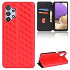 For Samsung Galaxy A32 4G Cubic Grid Texture Flip Leather Phone Case(Red) - 1