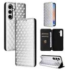 For Samsung Galaxy A35 5G Cubic Grid Texture Flip Leather Phone Case(Silver) - 1