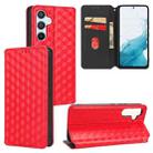 For Samsung Galaxy A54 5G Cubic Grid Texture Flip Leather Phone Case(Red) - 1