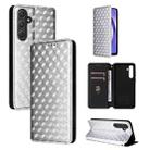 For Samsung Galaxy A55 5G Cubic Grid Texture Flip Leather Phone Case(Silver) - 1