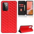 For Samsung Galaxy A72 Cubic Grid Texture Flip Leather Phone Case(Red) - 1
