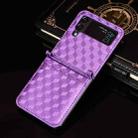For Samsung Galaxy Z Flip3 Siamese Cubic Grid Texture Card Slot Leather Phone Case(Purple) - 2