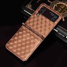 For Samsung Galaxy Z Flip3 Siamese Cubic Grid Texture Card Slot Leather Phone Case(Brown) - 2