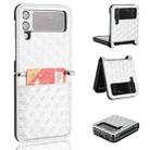 For Samsung Galaxy Z Flip4 Siamese Cubic Grid Texture Card Slot Leather Phone Case(Silver) - 1