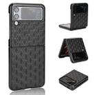 For Samsung Galaxy Z Flip3 Cubic Grid Texture Leather Back Cover Phone Case(Black) - 1