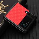 For Samsung Galaxy Z Flip3 Cubic Grid Texture Leather Back Cover Phone Case(Red) - 2