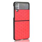 For Samsung Galaxy Z Flip3 Cubic Grid Texture Leather Back Cover Phone Case(Red) - 3