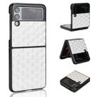 For Samsung Galaxy Z Flip3 Cubic Grid Texture Leather Back Cover Phone Case(Silver) - 1