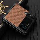 For Samsung Galaxy Z Flip3 Cubic Grid Texture Leather Back Cover Phone Case(Brown) - 2
