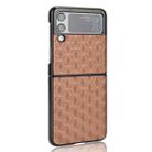For Samsung Galaxy Z Flip3 Cubic Grid Texture Leather Back Cover Phone Case(Brown) - 3