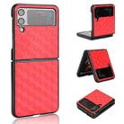 For Samsung Galaxy Z Flip4 Cubic Grid Texture Leather Back Cover Phone Case(Red) - 1