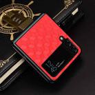 For Samsung Galaxy Z Flip4 Cubic Grid Texture Leather Back Cover Phone Case(Red) - 2