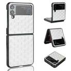 For Samsung Galaxy Z Flip4 Cubic Grid Texture Leather Back Cover Phone Case(Silver) - 1