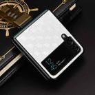 For Samsung Galaxy Z Flip4 Cubic Grid Texture Leather Back Cover Phone Case(Silver) - 2