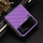 For Samsung Galaxy Z Flip4 Cubic Grid Texture Leather Back Cover Phone Case(Purple) - 2