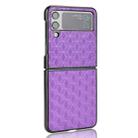 For Samsung Galaxy Z Flip4 Cubic Grid Texture Leather Back Cover Phone Case(Purple) - 3