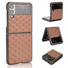 For Samsung Galaxy Z Flip4 Cubic Grid Texture Leather Back Cover Phone Case(Brown) - 1