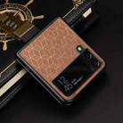 For Samsung Galaxy Z Flip4 Cubic Grid Texture Leather Back Cover Phone Case(Brown) - 2